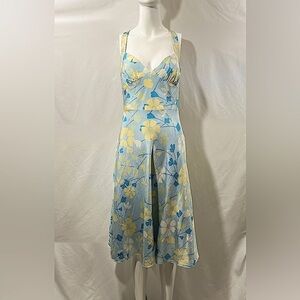 Laundry by Shelly Segal Blue & Yellow Pastel Dress Size: 4